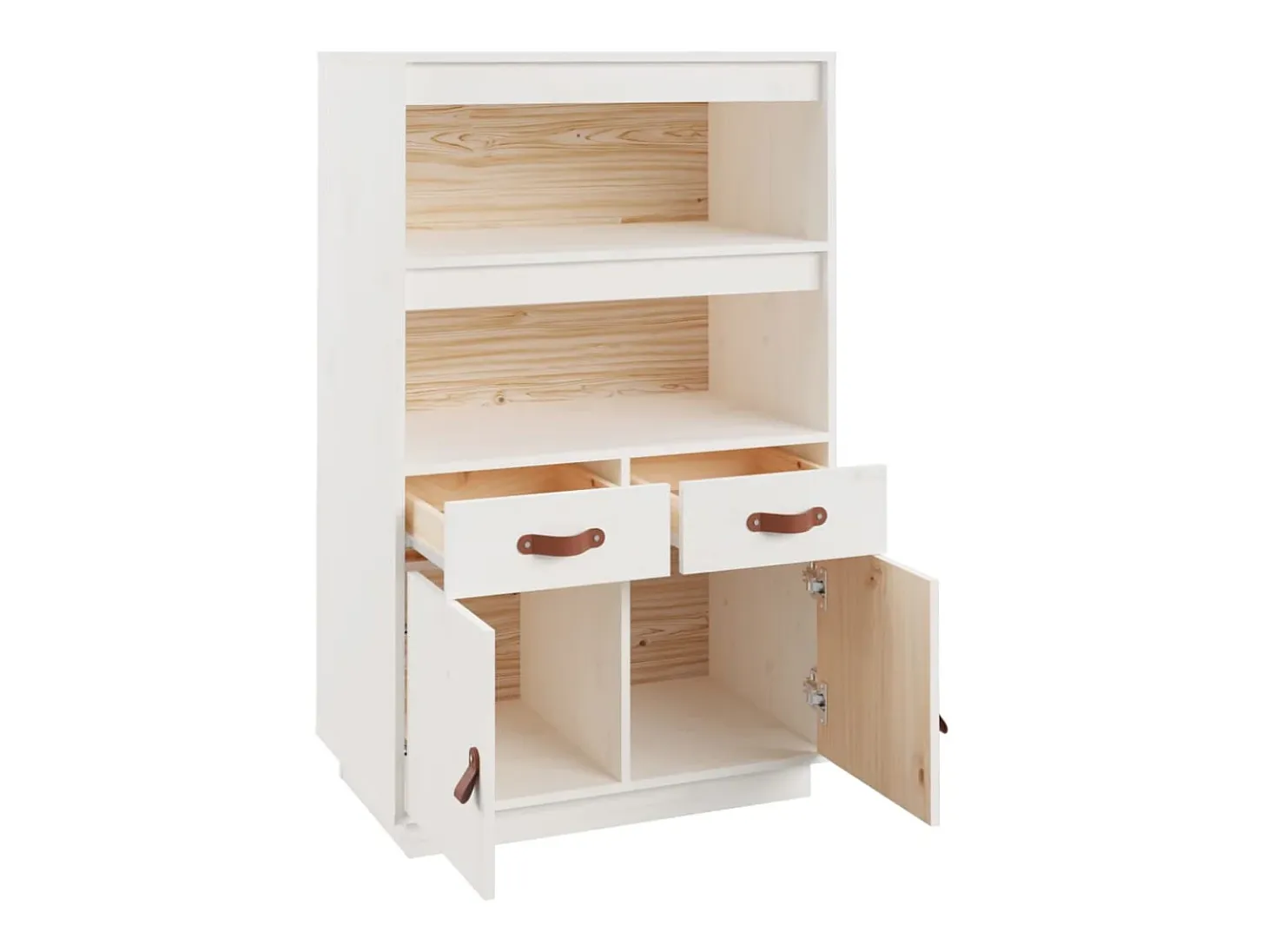 Aparador buffet cómoda armario mueble organizador cocina salón salón alto 67 x 40 x 108,5 cm madera maciza de pino blanco 02_0032480