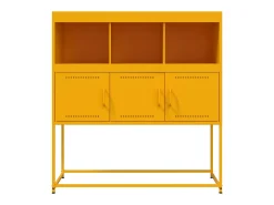 Aparador buffet cómoda armario mueble organizador cocina salón salón amarillo mostaza 100,5 x 39 x 107 cm acero Amarillo 02_0035682