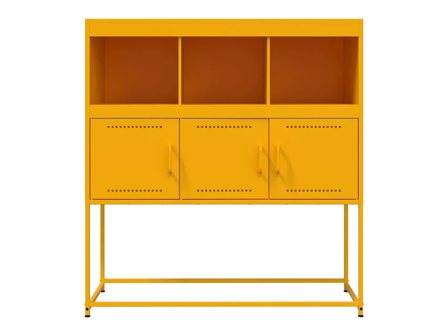 Aparador buffet cómoda armario mueble organizador cocina salón salón amarillo mostaza 100,5 x 39 x 107 cm acero Amarillo 02_0035682