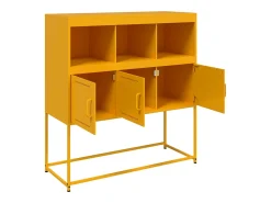 Aparador buffet cómoda armario mueble organizador cocina salón salón amarillo mostaza 100,5 x 39 x 107 cm acero Amarillo 02_0035682