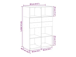 Aparador buffet cómoda armario mueble organizador cocina salón salón alto 80 x 42,5 x 124 cm madera contrachapada negra 02_0035133