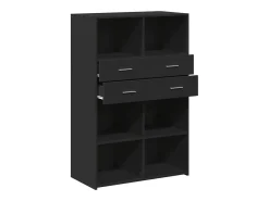 Aparador buffet cómoda armario mueble organizador cocina salón salón alto 80 x 42,5 x 124 cm madera contrachapada negra 02_0035133