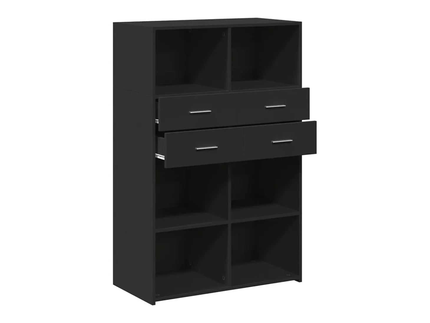Aparador buffet cómoda armario mueble organizador cocina salón salón alto 80 x 42,5 x 124 cm madera contrachapada negra 02_0035133