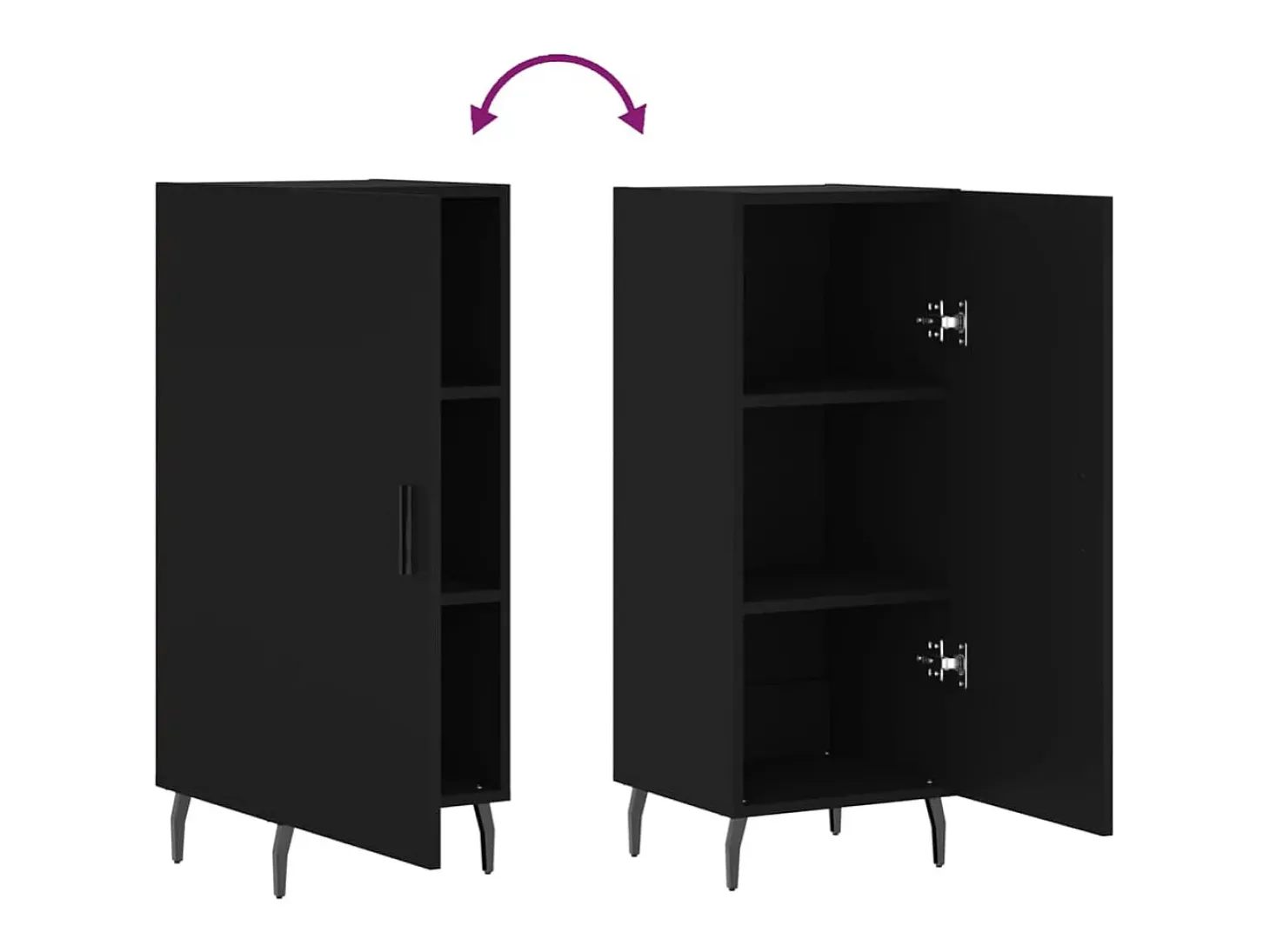 Aparador buffet cómoda armario mueble organizador cocina salón salón 34,5 x 34 x 90 cm madera contrachapada negra 02_0035886