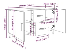Aparador buffet cómoda armario unidad de almacenamiento organizador cocina salón salón Sonoma 100 x 36 x 60 cm madera contrachapada gris 02_0036254