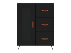 Aparador buffet cómoda armario mueble organizador cocina salón salón 69,5 x 34 x 90 cm madera contrachapada negra 02_0036059