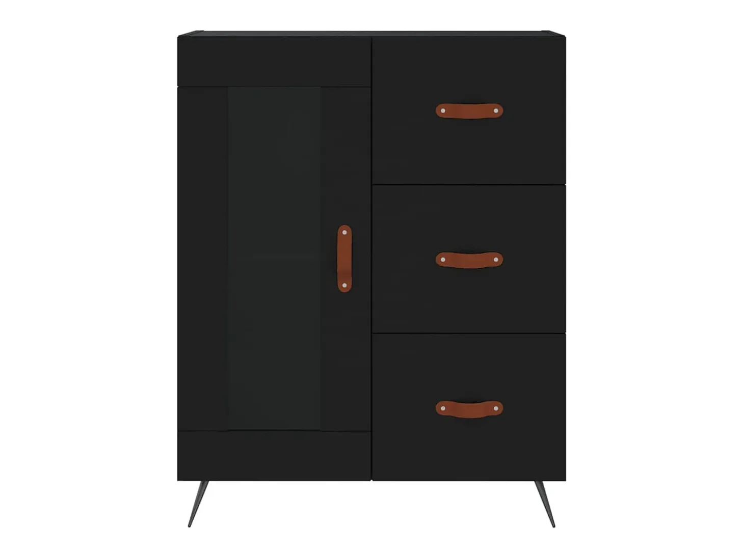 Aparador buffet cómoda armario mueble organizador cocina salón salón 69,5 x 34 x 90 cm madera contrachapada negra 02_0036059