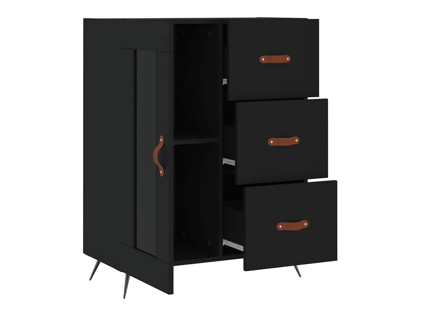 Aparador buffet cómoda armario mueble organizador cocina salón salón 69,5 x 34 x 90 cm madera contrachapada negra 02_0036059
