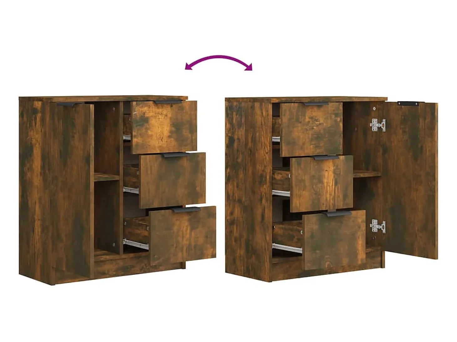 Aparador buffet cómoda armario mueble organizador cocina salón salón juego de 2 60 x 30 x 70 cm marrón madera contrachapada 02_0036733