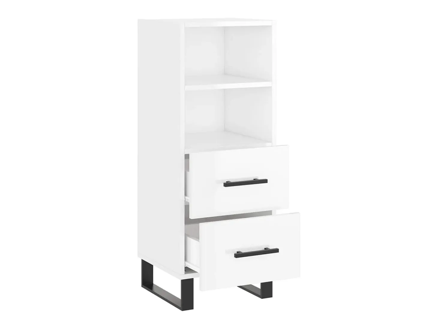 Aparador buffet cómoda armario mueble organizador cocina salón brillante 34,5 x 34 x 90 cm madera contrachapada blanco 02_0030633