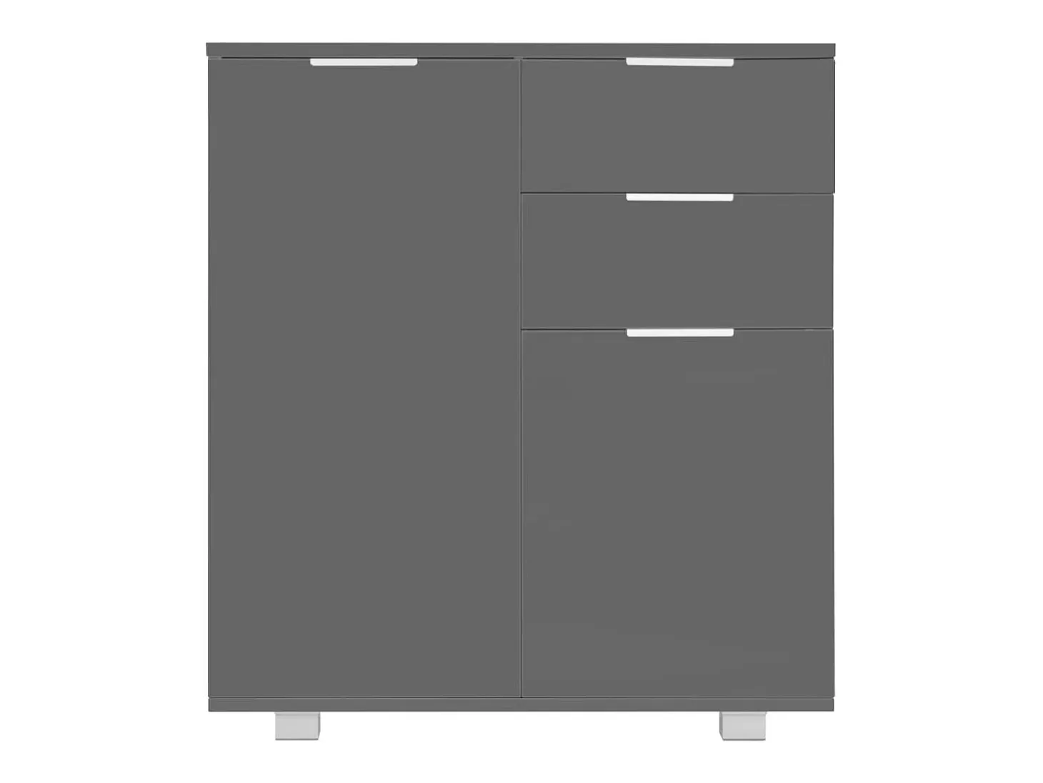 Aparador buffet cómoda armario mueble organizador cocina salón salón brillante 71 x 35 x 80 cm madera contrachapada gris 02_0031820