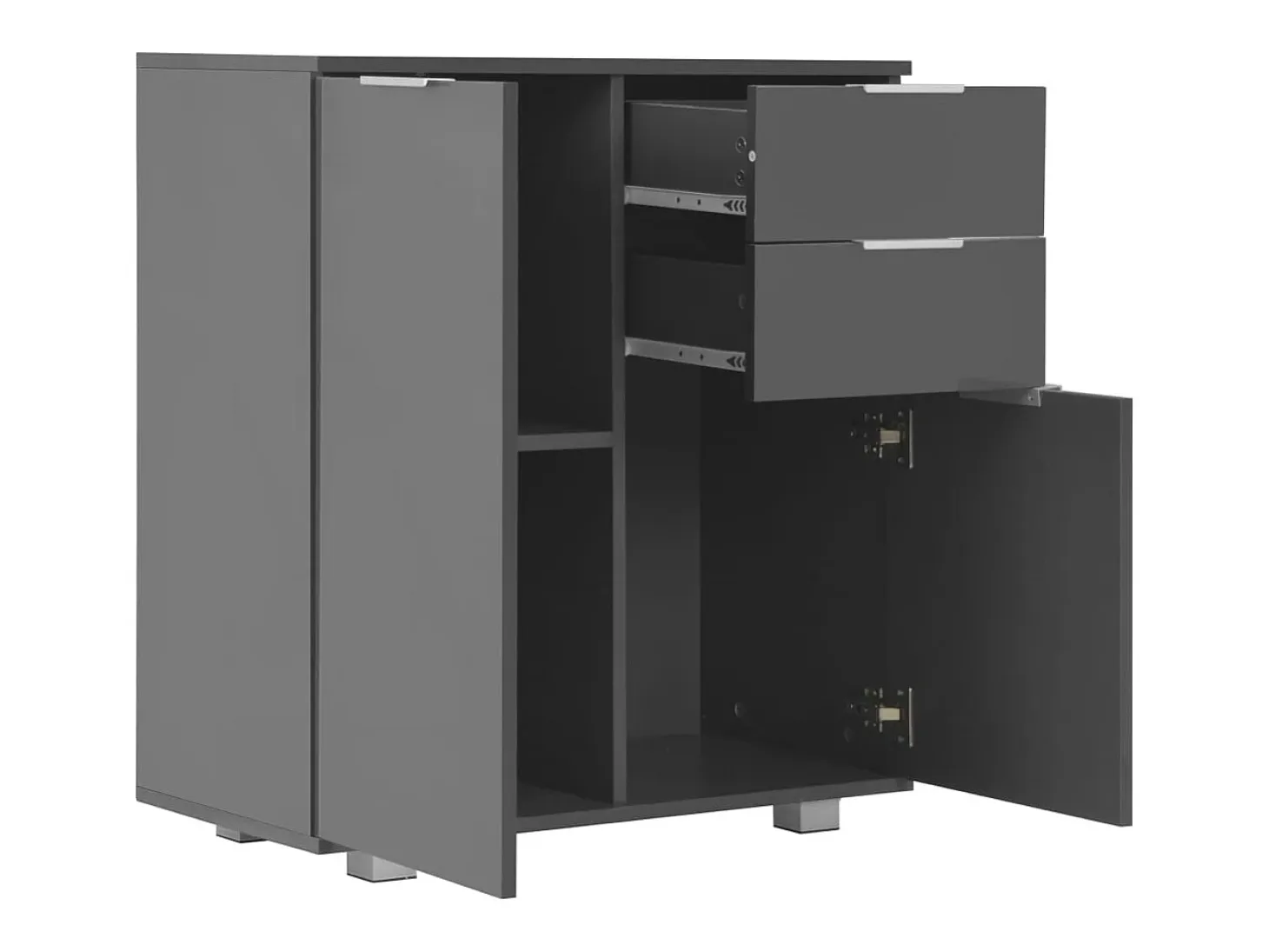 Aparador buffet cómoda armario mueble organizador cocina salón salón brillante 71 x 35 x 80 cm madera contrachapada gris 02_0031820