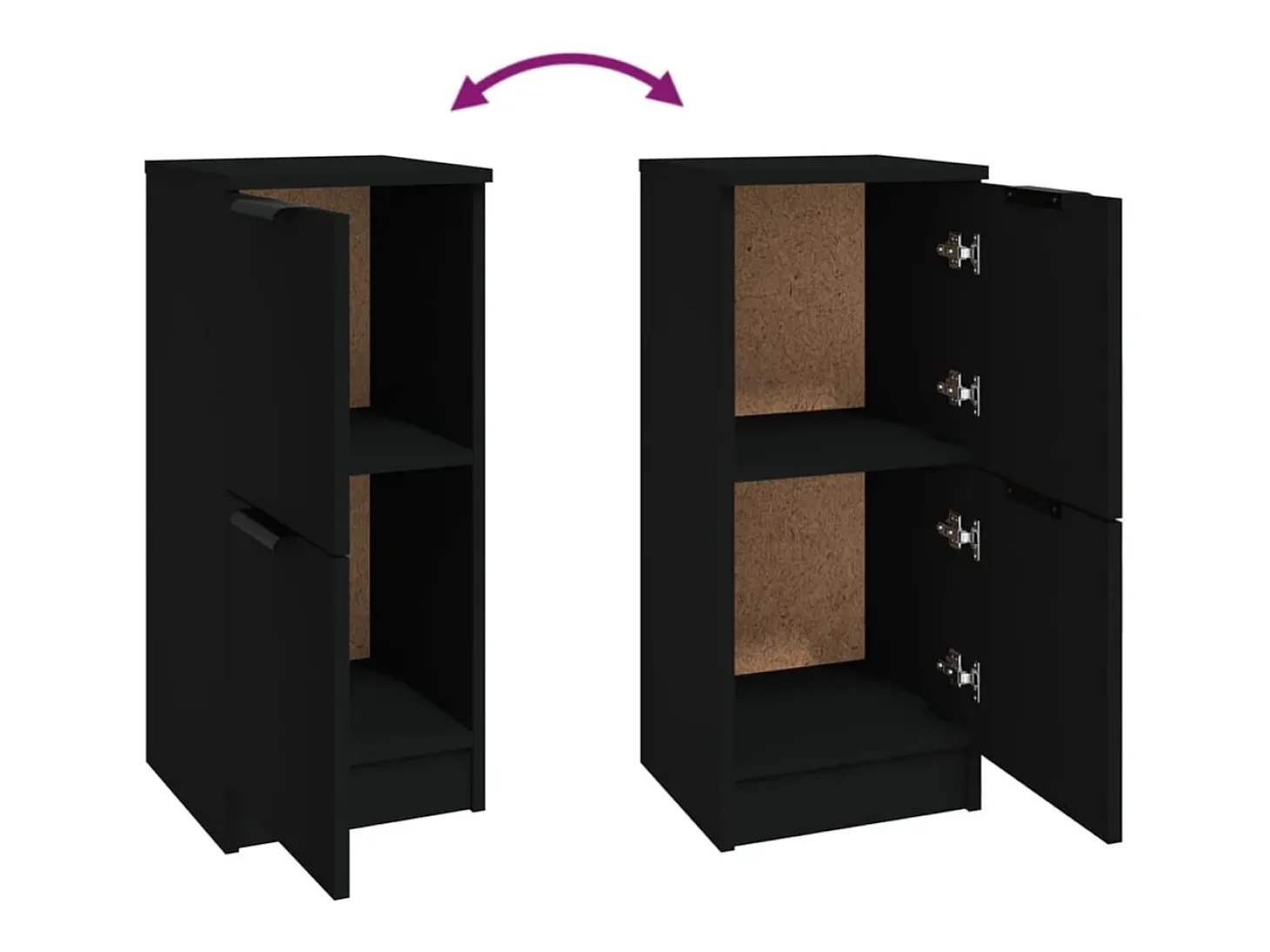 Aparador buffet cómoda armario mueble organizador cocina salón salón juego de 2 30 x 30 x 70 cm madera contrachapada negra 02_0036893