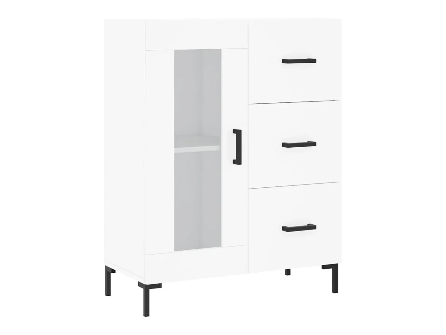 Aparador buffet cómoda armario mueble organizador cocina salón salón alto 69,5 x 34 x 180 cm madera contrachapada blanco 02_0032640