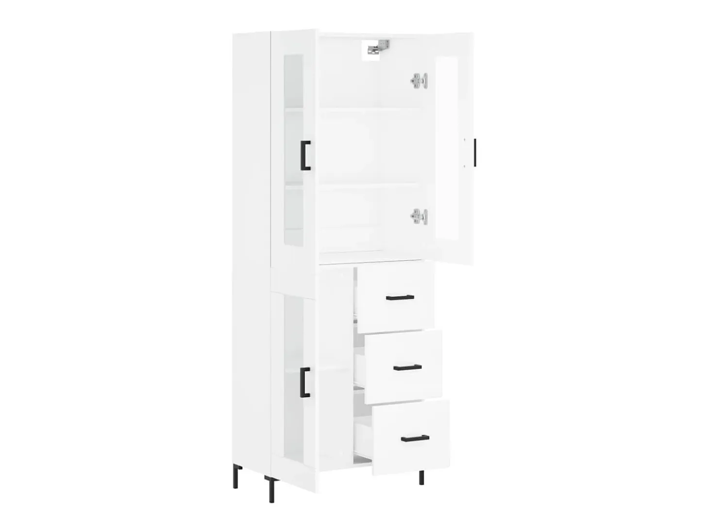 Aparador buffet cómoda armario mueble organizador cocina salón salón alto 69,5 x 34 x 180 cm madera contrachapada blanco 02_0032640