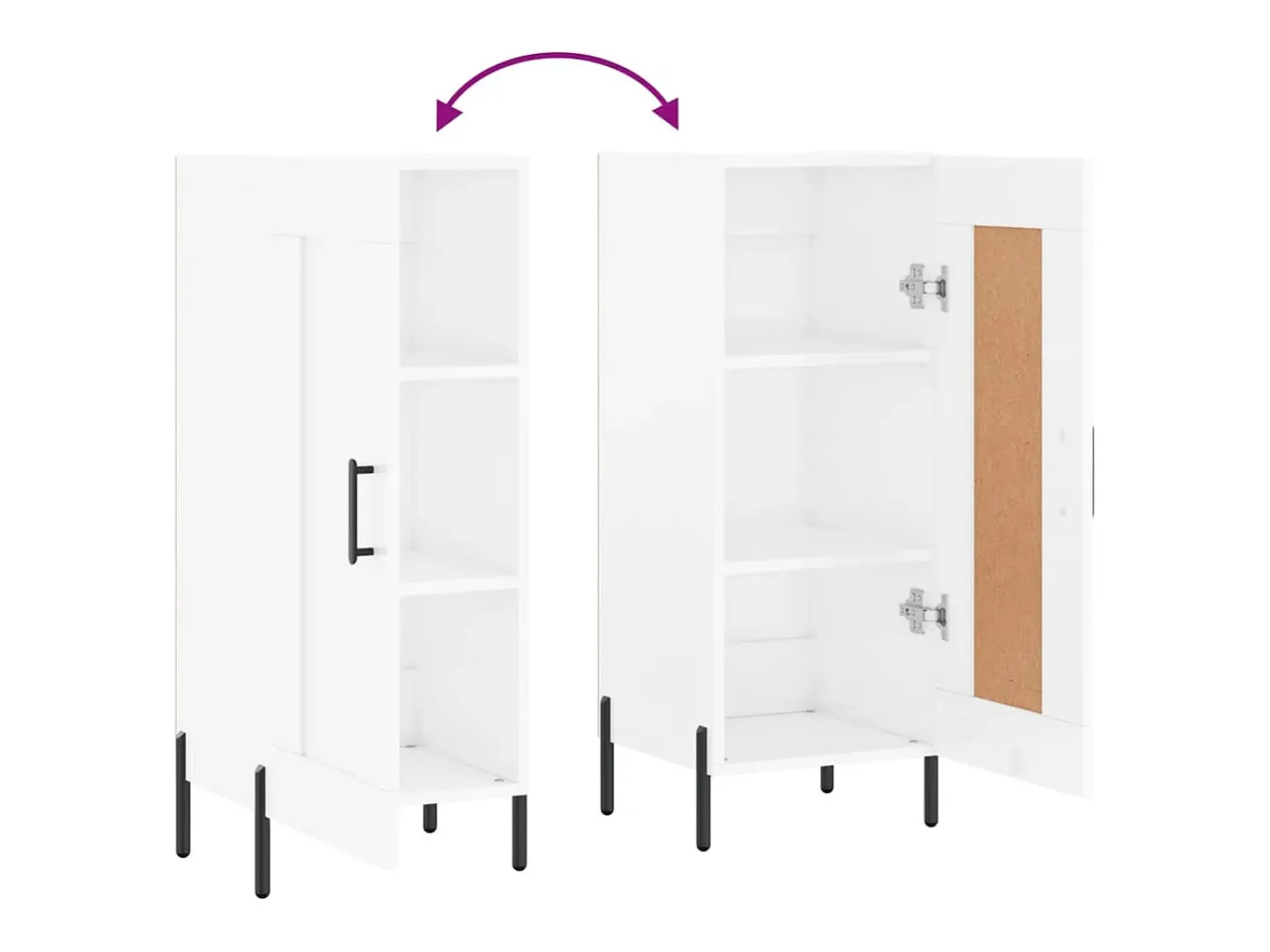 Aparador buffet cómoda armario mueble organizador cocina salón brillante 34,5 x 34 x 90 cm madera contrachapada blanco 02_0030605