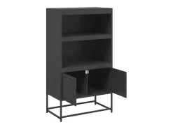 Aparador buffet cómoda armario mueble organizador cocina salón salón alto 68,5 x 38,5 x 123,5 cm acero negro 02_0034959