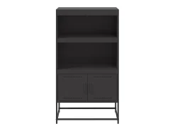 Aparador buffet cómoda armario mueble organizador cocina salón salón alto 68,5 x 38,5 x 123,5 cm acero negro 02_0034959