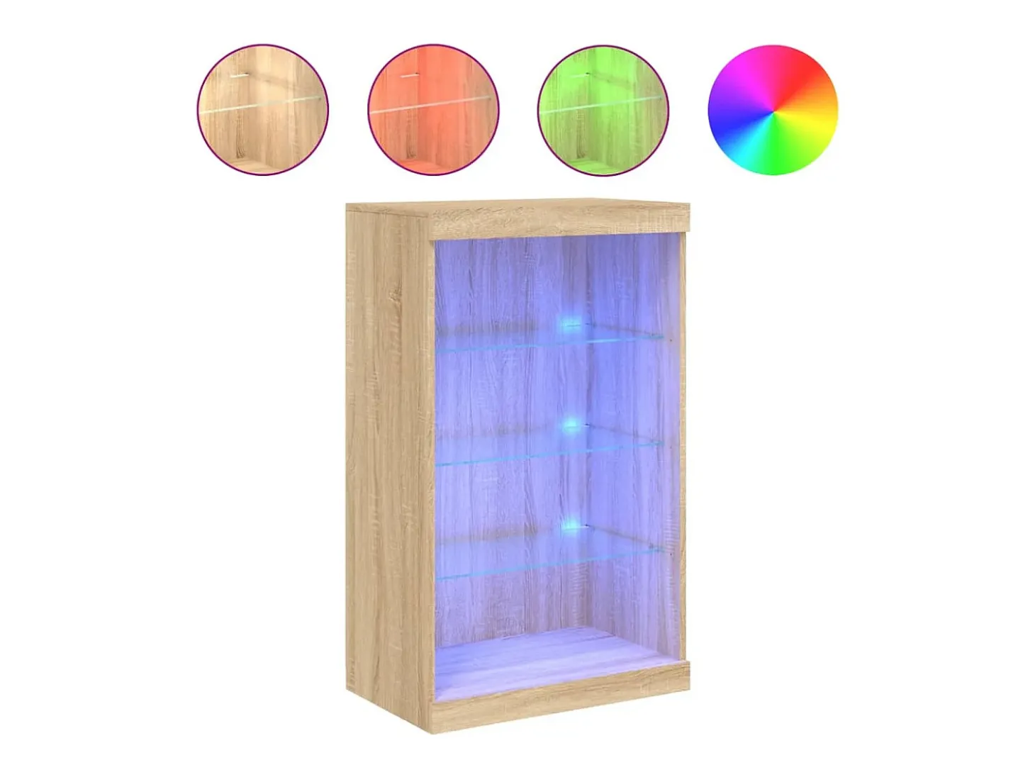 Aparador buffet cómoda armario mueble organizador cocina salón salón con luces LED sonoma 60,5 x 37 x 100 cm marrón 02_0029964