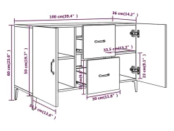 Aparador buffet cómoda armario unidad de almacenamiento organizador cocina salón salón 100 x 36 x 60 cm madera contrachapada gris 02_0031826