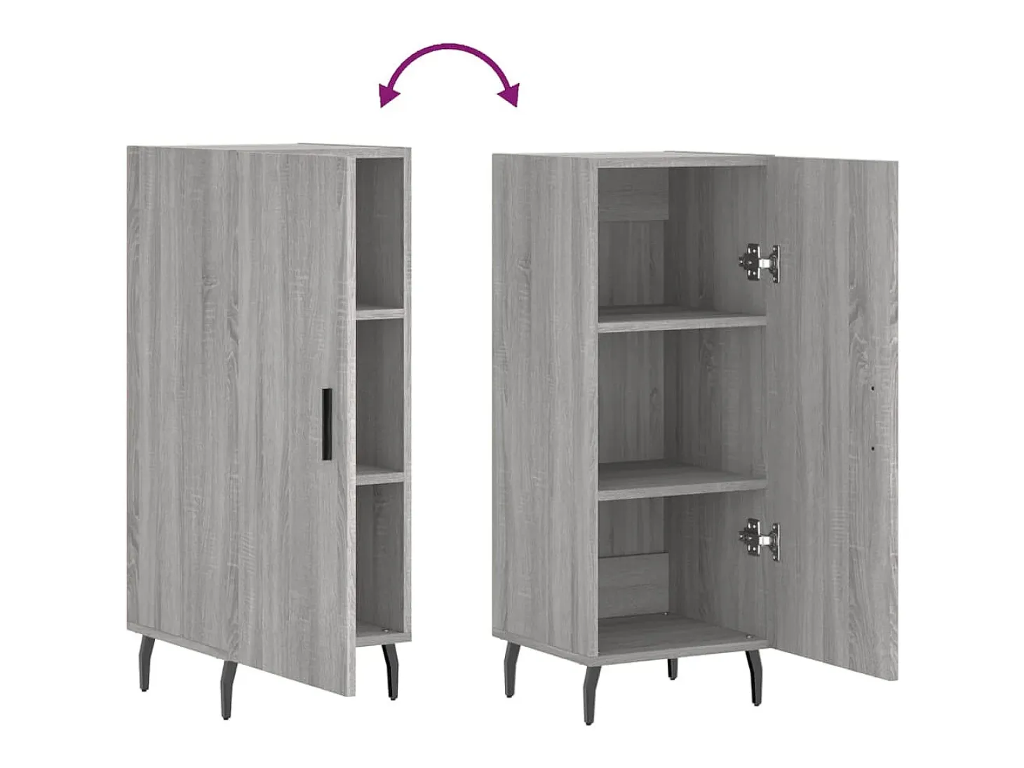 Aparador buffet cómoda armario unidad de almacenamiento organizador cocina salón salón Sonoma 34,5 x 34 x 90 cm madera contrachapada gris 02_0036311