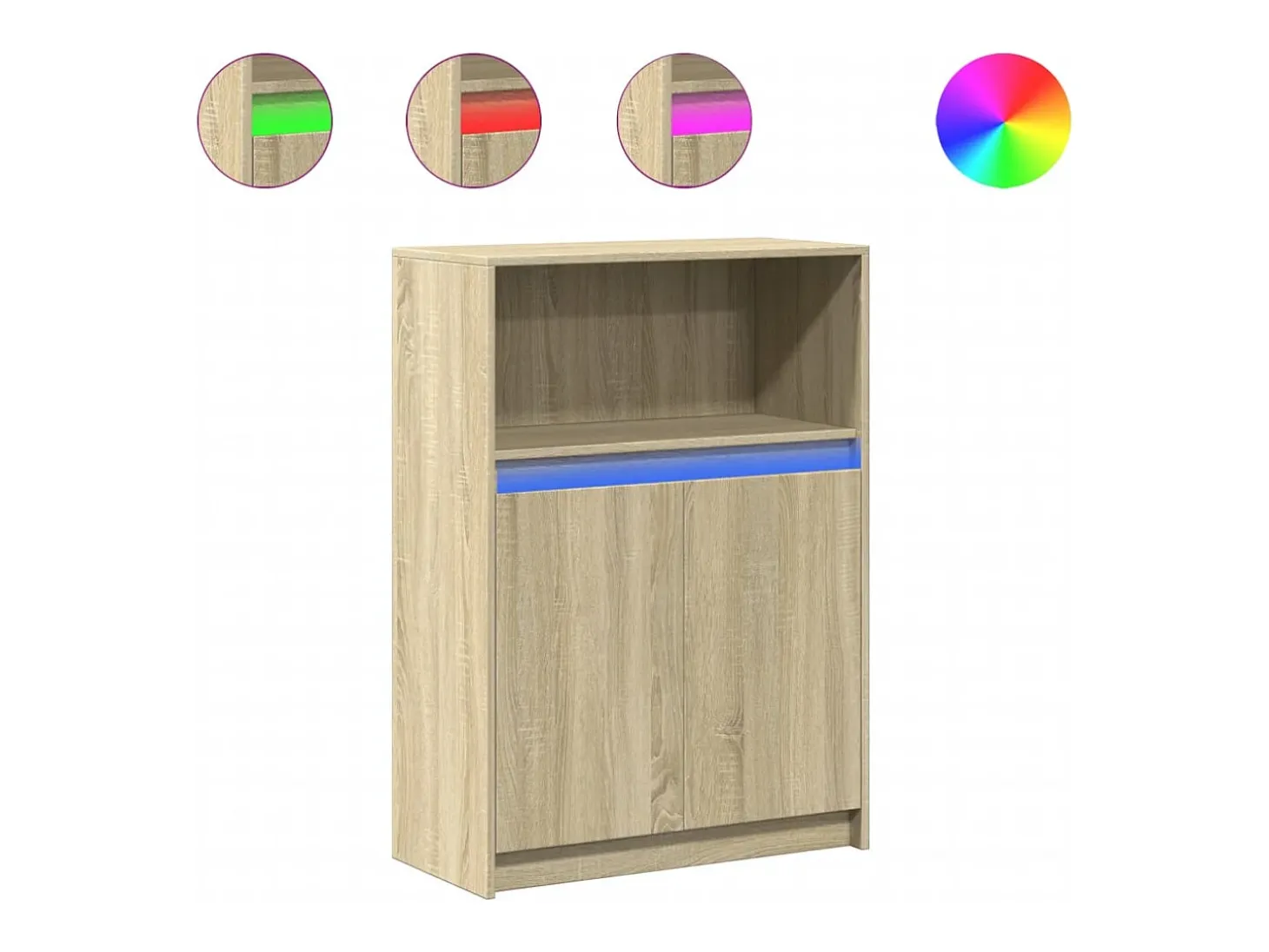 Aparador buffet cómoda armario mueble organizador cocina salón salón con Sonoma LED 72 x 34 x 100 cm madera contrachapada marrón 02_0029797