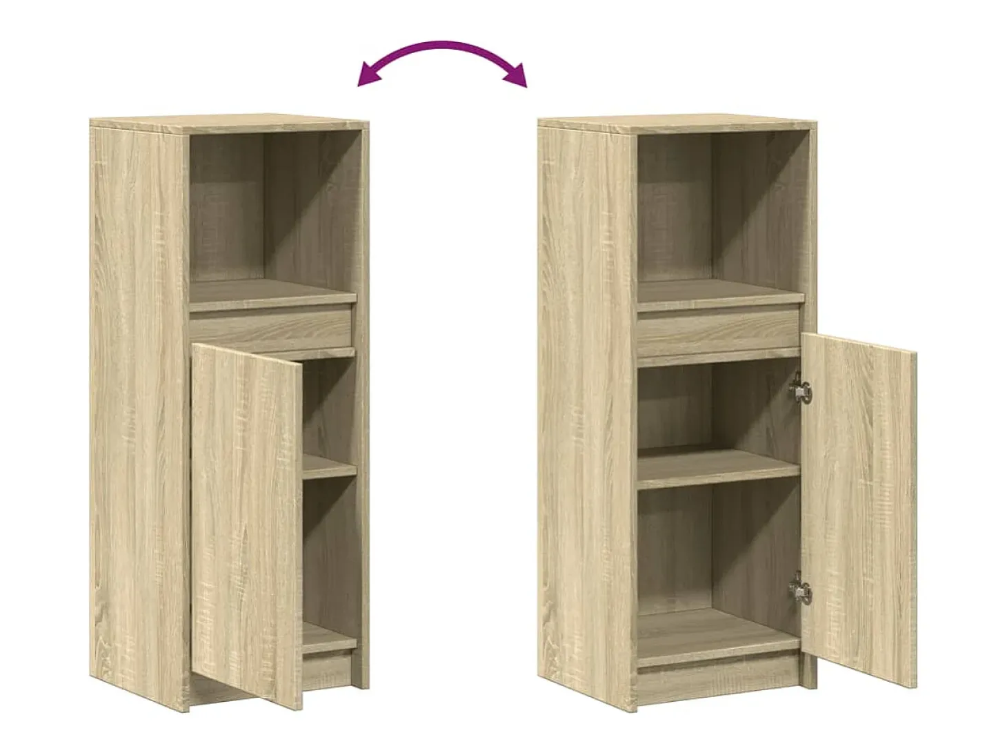 Aparador buffet cómoda armario mueble organizador cocina salón salón con Sonoma LED 38 x 34 x 100 cm madera contrachapada marrón 02_0029794