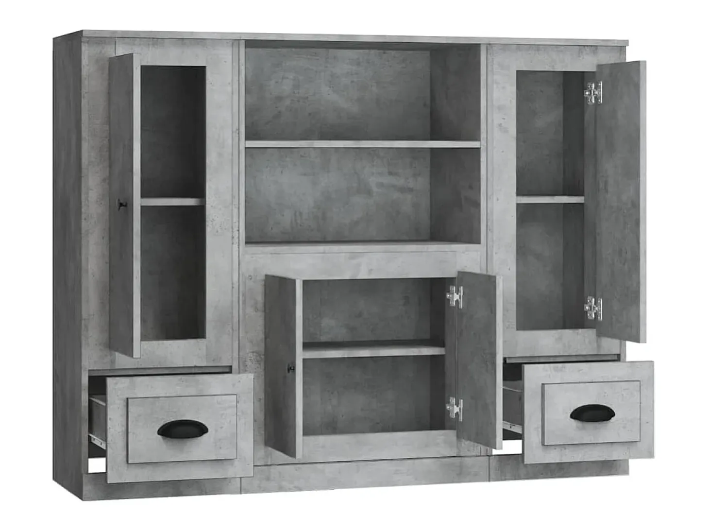 Aparador buffet cómoda armario mueble organizador cocina salón salón 3 piezas madera contrachapada gris 02_0037121