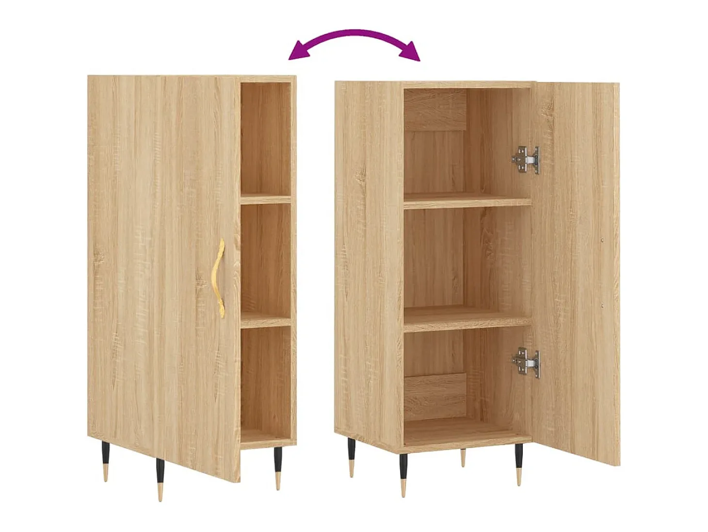 Aparador buffet cómoda armario unidad de almacenamiento organizador cocina salón salón Sonoma 34,5 x 34 x 90 cm madera contrachapada marrón 02_0031546