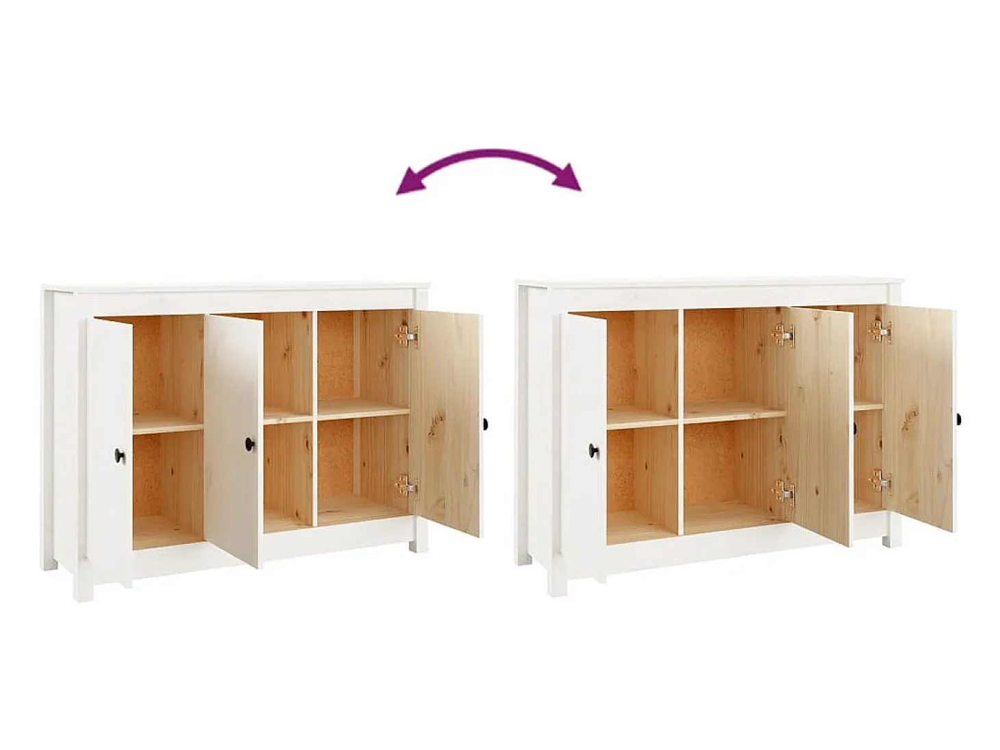 Aparador buffet cómoda armario mueble organizador cocina salón salón 100 x 35 x 74 cm madera maciza de pino blanco 02_0030155