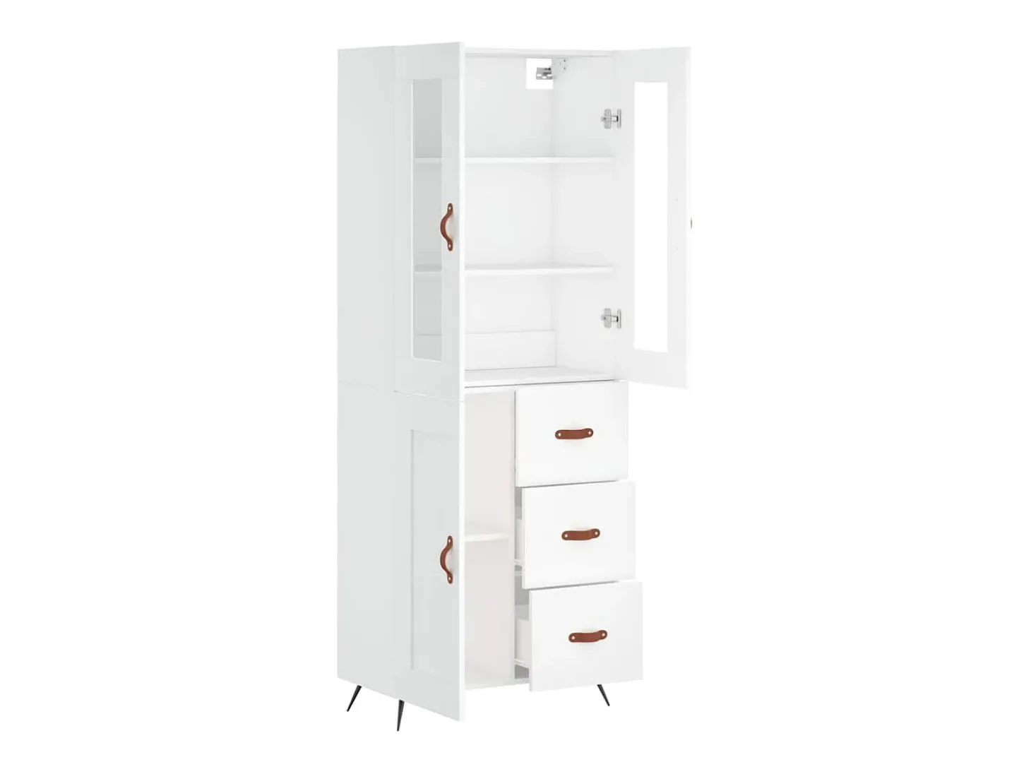Aparador buffet cómoda armario mueble organizador cocina salón salón alto 69,5 x 34 x 180 cm madera contrachapada blanco 02_0032692