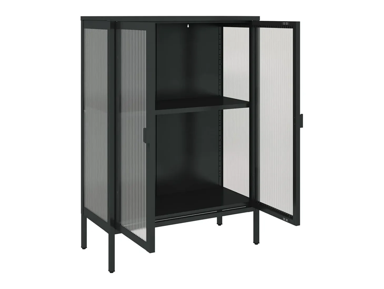 Aparador buffet cómoda armario mueble organizador cocina salón salón 75 x 35 x 105 cm vidrio y acero negro 02_0036121