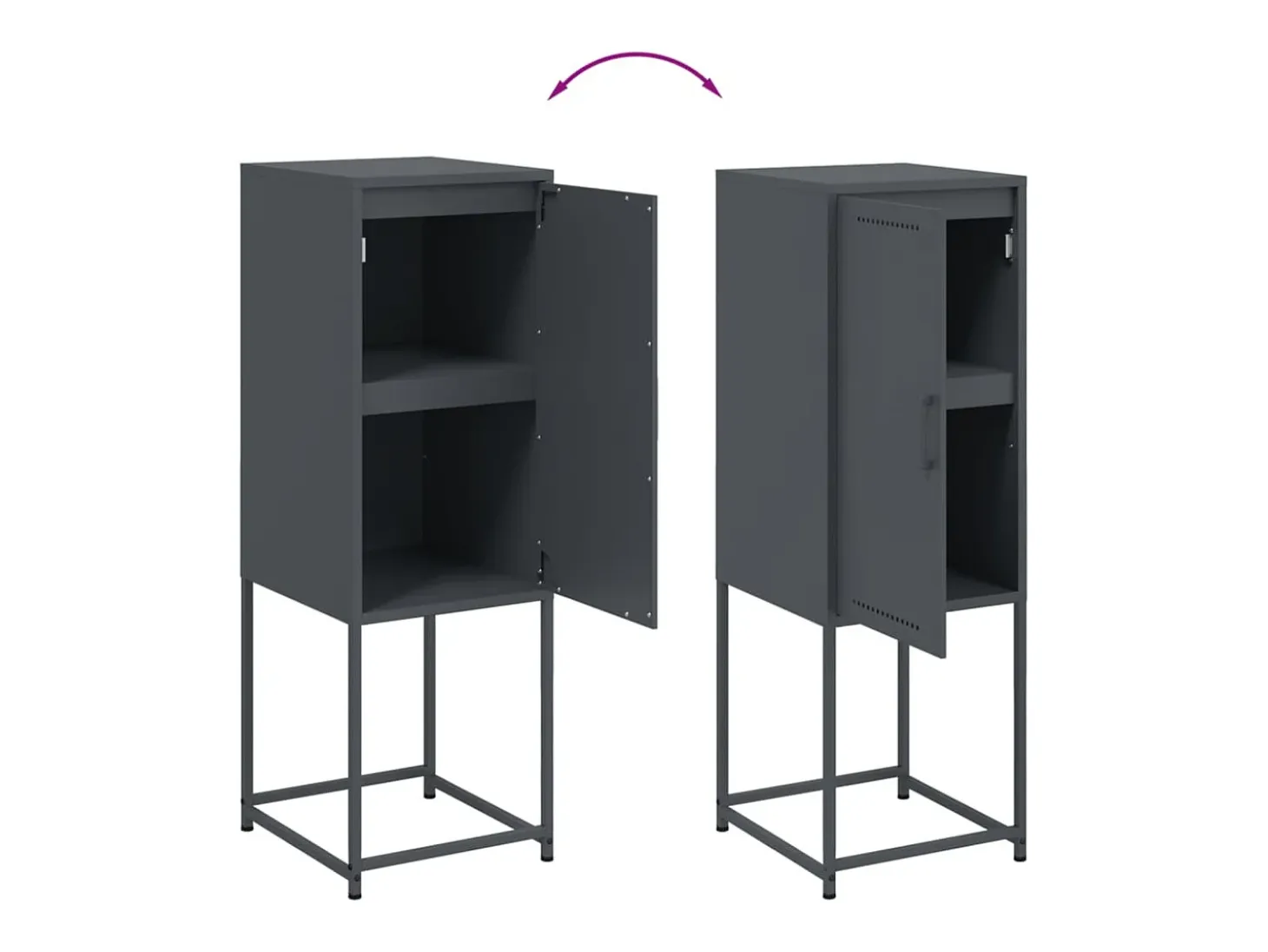 Aparador buffet cómoda armario mueble organizador cocina salón salón alto 36 x 39 x 107 cm acero antracita 02_0032199