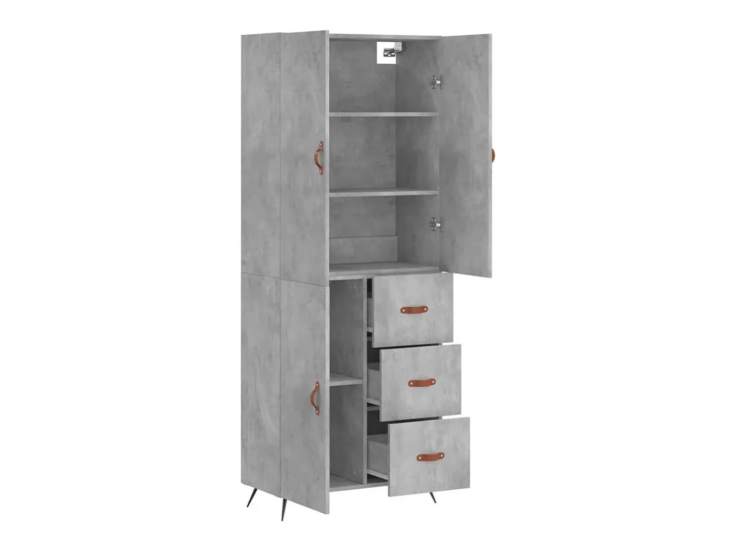 Aparador buffet cómoda armario mueble organizador cocina salón salón alto 69,5 x 34 x 180 cm madera contrachapada gris 02_0034486