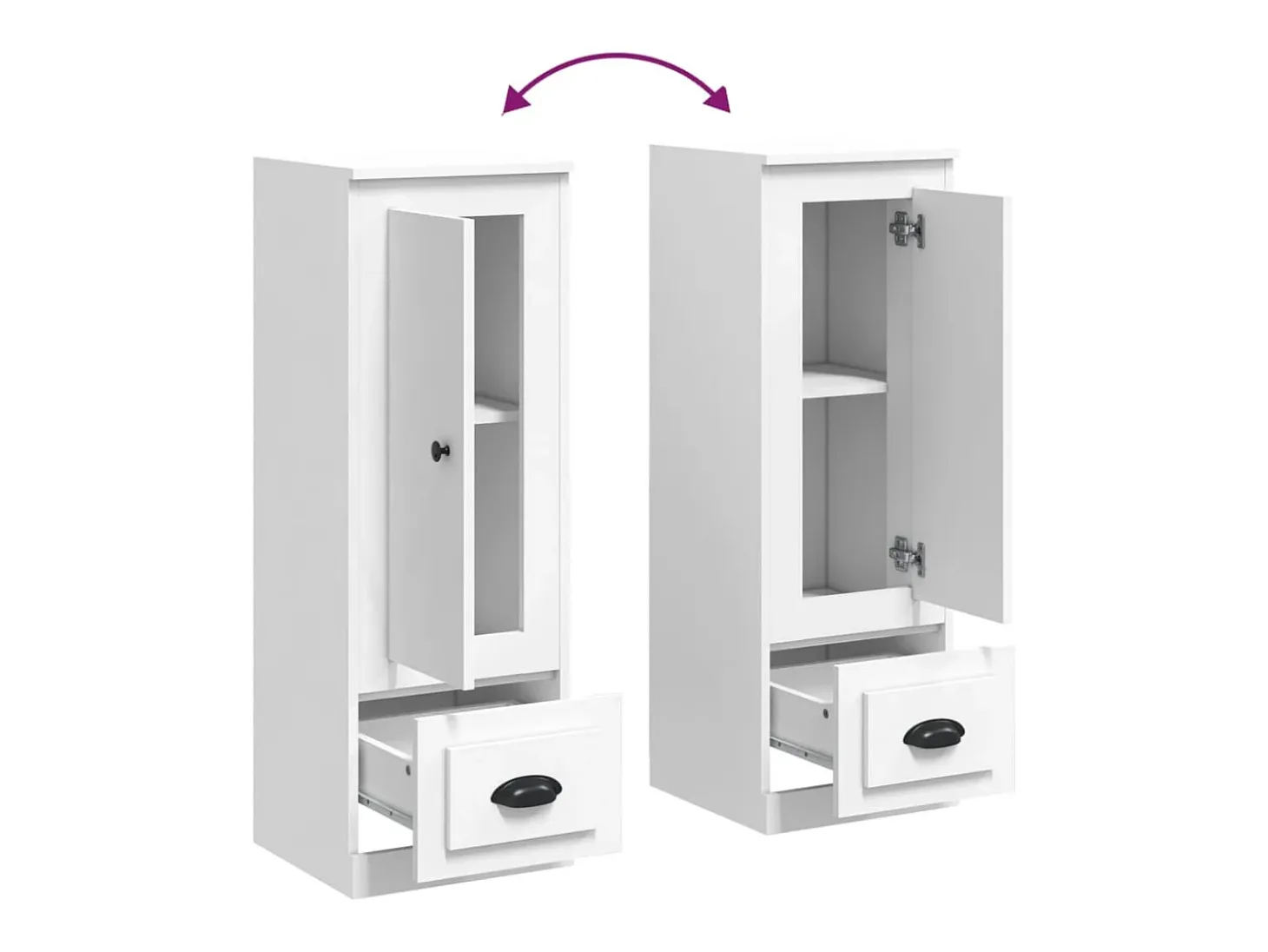 Aparador buffet cómoda armario mueble organizador cocina salón salón alto 36 x 35,5 x 103,5 cm madera contrachapada blanco 02_0032436