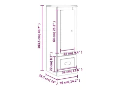 Aparador buffet cómoda armario mueble organizador cocina salón salón alto 36 x 35,5 x 103,5 cm madera contrachapada blanco 02_0032436