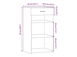 Aparador buffet cómoda mueble almacenaje organizador cocina salón salón 50 x 42,5 x 93 cm madera contrachapada marrón 02_0030953