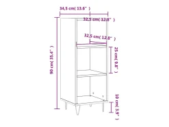 Aparador buffet cómoda mueble mueble de almacenaje organizador cocina salón salón 34,5 x 32,5 x 90 cm madera contrachapada marrón 02_0031192