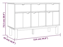 Aparador buffet cómoda mueble almacenaje organizador cocina salón salón 114 x 43 x 73,5 cm madera maciza de pino marrón 02_0036183