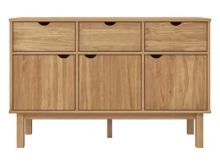 Aparador buffet cómoda mueble almacenaje organizador cocina salón salón 114 x 43 x 73,5 cm madera maciza de pino marrón 02_0036183