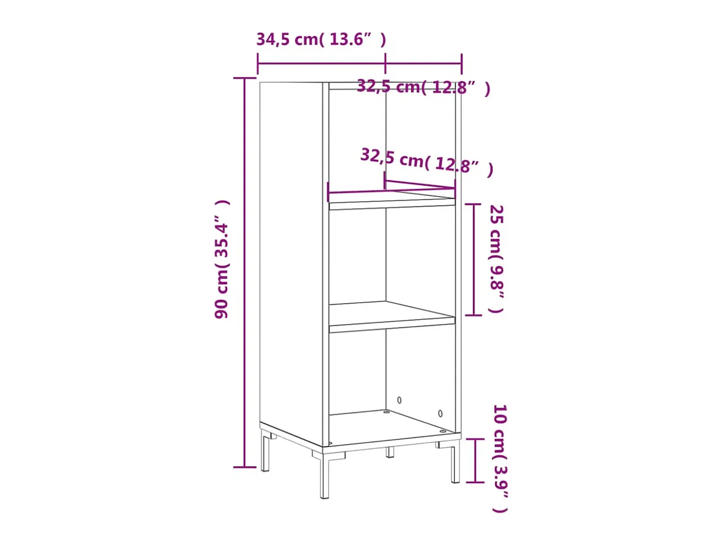 Aparador buffet cómoda mueble almacenaje organizador cocina salón salón Sonoma 34,5 x 32,5 x 90 cm madera contrachapada marrón 02_0031506