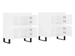 Aparador buffet cómoda mueble almacenaje organizador cocina salón salón juego de 2 madera contrachapada blanca 02_0036688