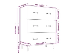 Aparador buffet cómoda mueble mueble de almacenaje organizador cocina salón salón 69,5 x 34 x 90 cm madera contrachapada blanco 02_0030468