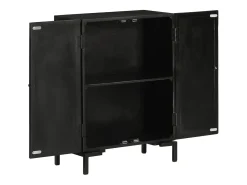 Aparador buffet cómoda mueble almacenaje organizador cocina salón salón 55 x 30 x 77 cm madera maciza de mango y hierro negro 02_0035952