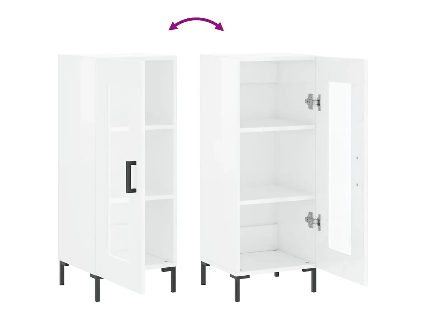 Aparador buffet cómoda mueble mueble de almacenaje organizador cocina salón brillante 34,5 x 34 x 90 cm madera contrachapada blanco 02_0030632