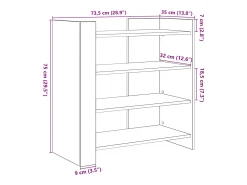 Aparador buffet cómoda mueble mueble de almacenaje organizador cocina salón salón 73,5 x 35 x 75 cm madera contrachapada gris 02_0032093
