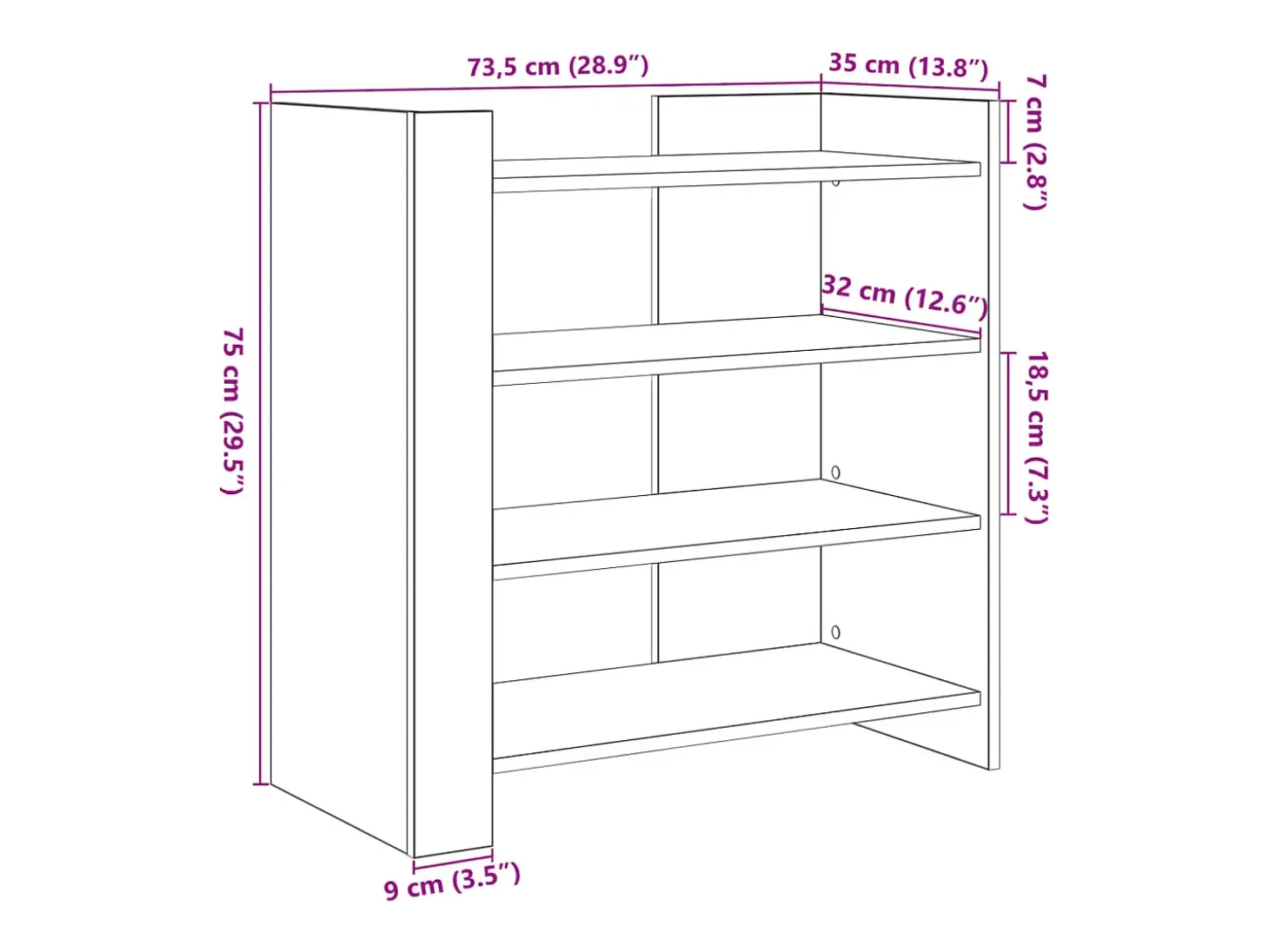 Aparador buffet cómoda mueble mueble de almacenaje organizador cocina salón salón 73,5 x 35 x 75 cm madera contrachapada gris 02_0032093