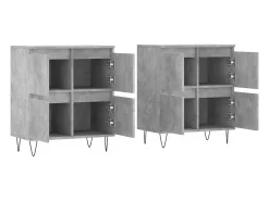 Aparador buffet cómoda mueble almacenaje organizador cocina salón salón juego de 2 madera contrachapada gris 02_0036876