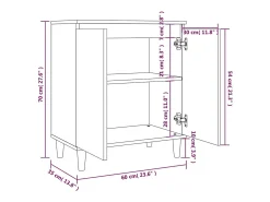 Aparador buffet cómoda mueble mueble de almacenaje organizador cocina salón salón 60 x 35 x 70 cm madera contrachapada marrón 02_0030985