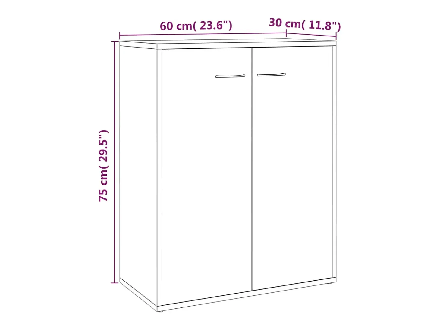 Aparador buffet cómoda mueble mueble de almacenaje organizador cocina salón salón 60 x 30 x 75 cm madera contrachapada marrón 02_0030963
